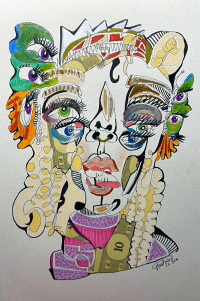 Lindsay Carraway’s Drawings Based Upon Collages, Available In The FolkArtwork Collective Shop