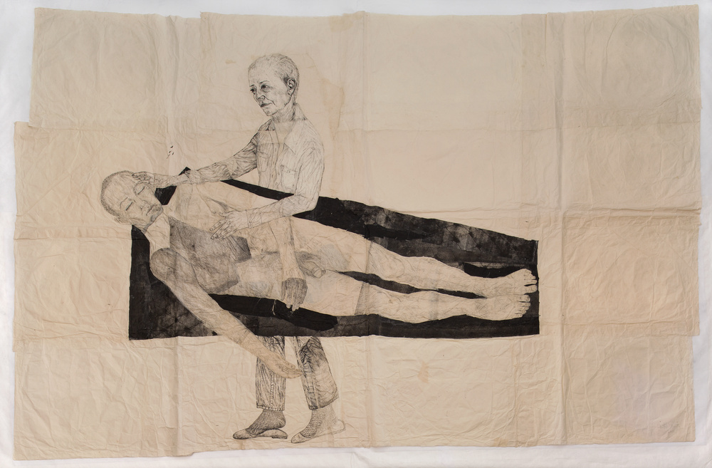 FolkArtwork is Naked: “Woman with Man in Coffin” by Kiki Smith
